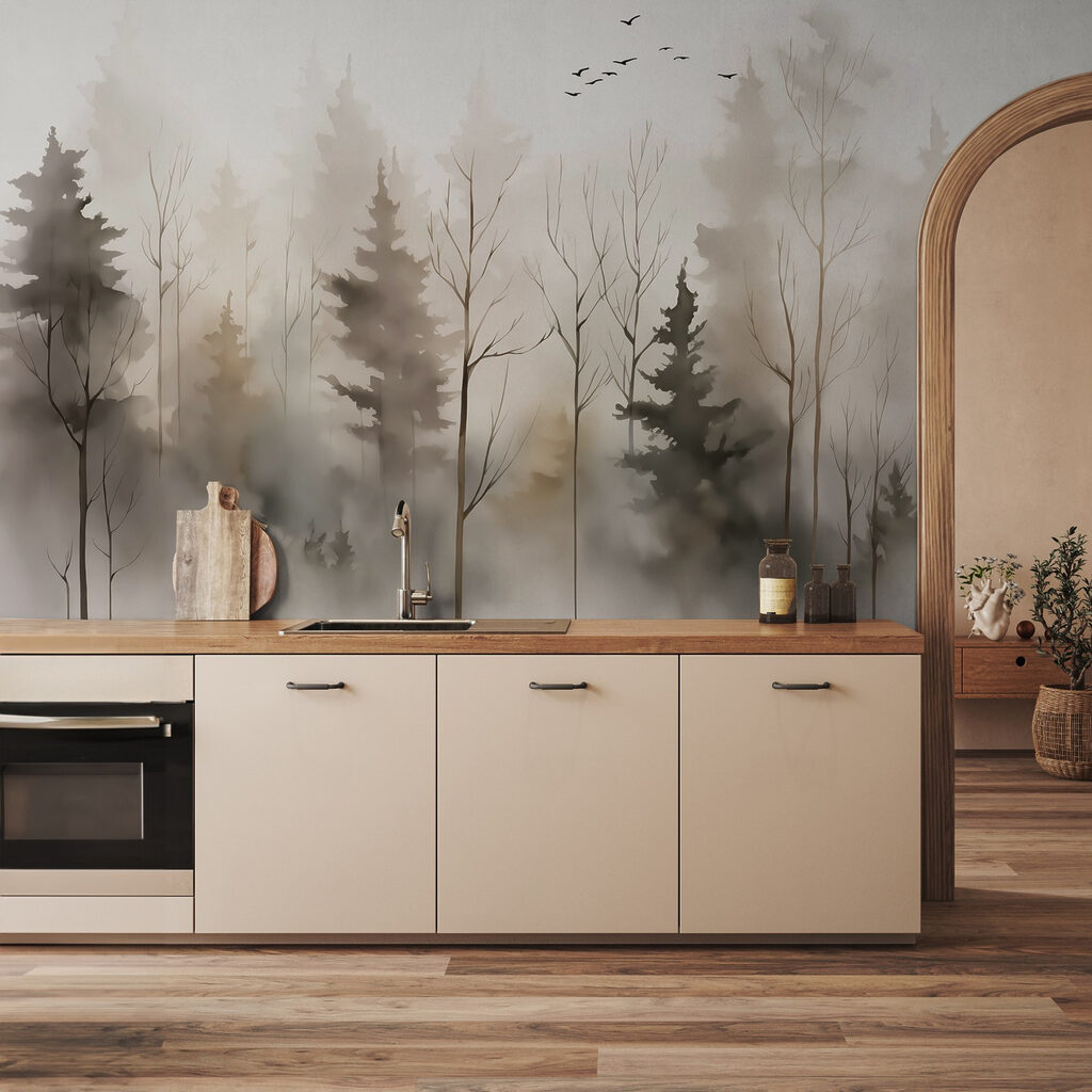 Group of trees in fog