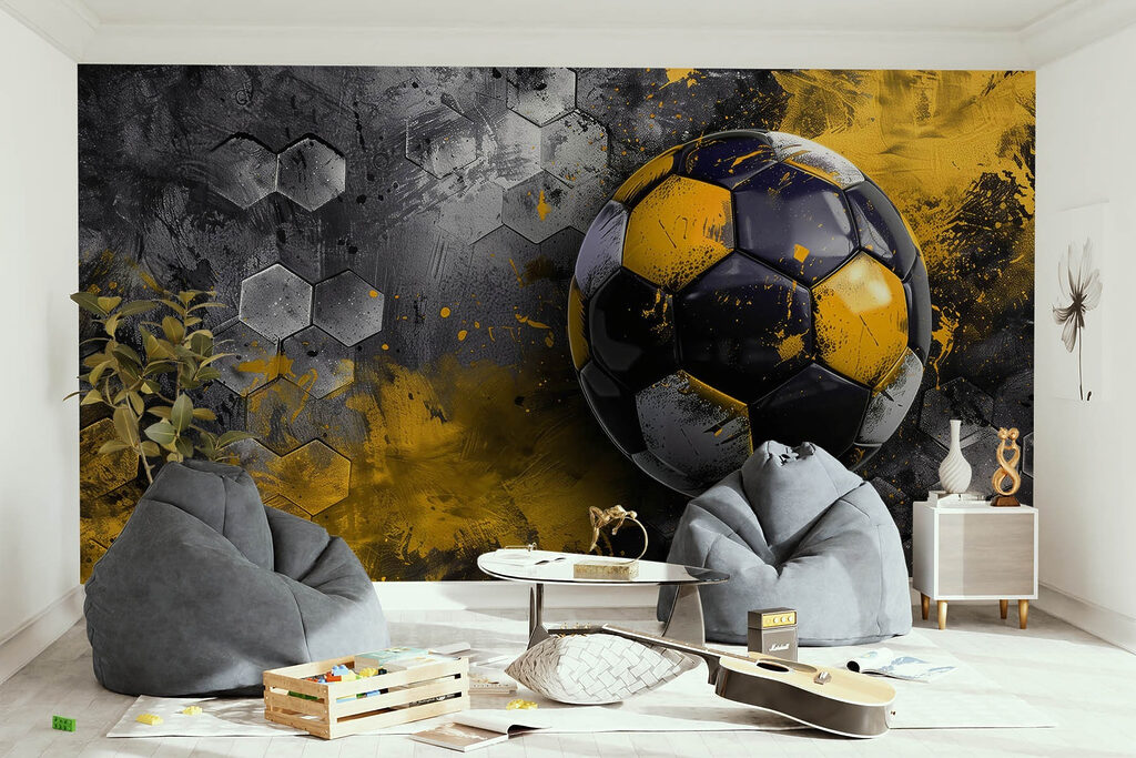 Football ball on a wall