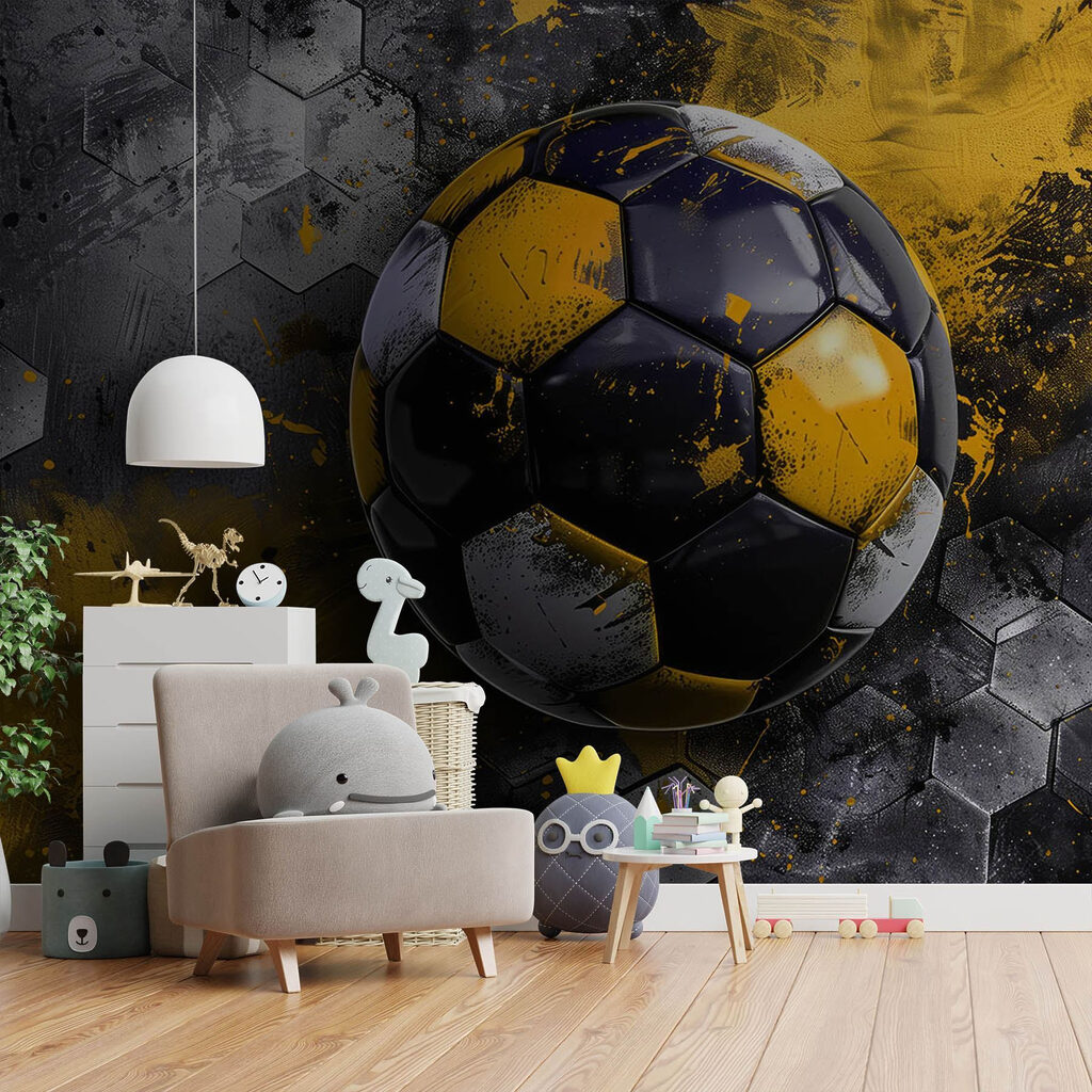 Football ball on a wall