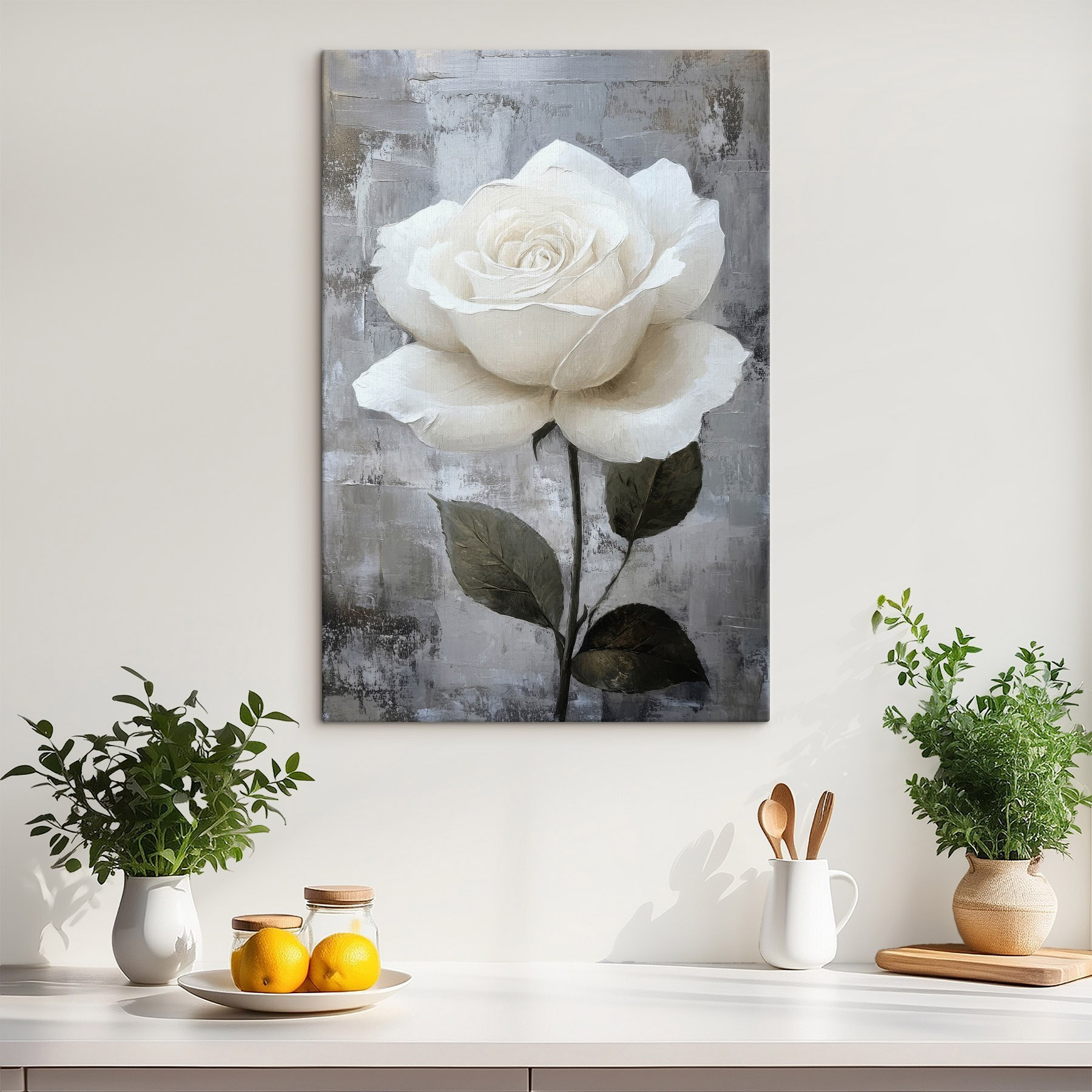 Painting of a white rose