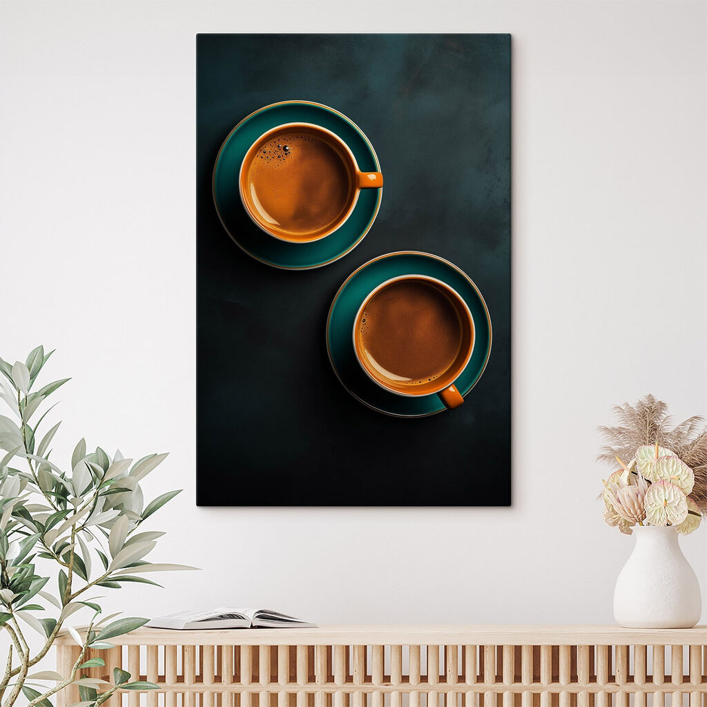 Two cups of coffee on saucers