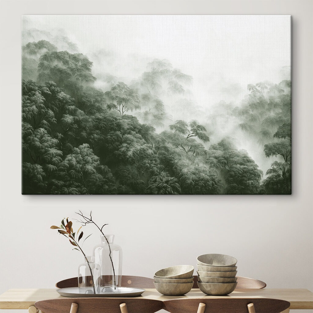 Foggy forest with trees Foggy forest with trees