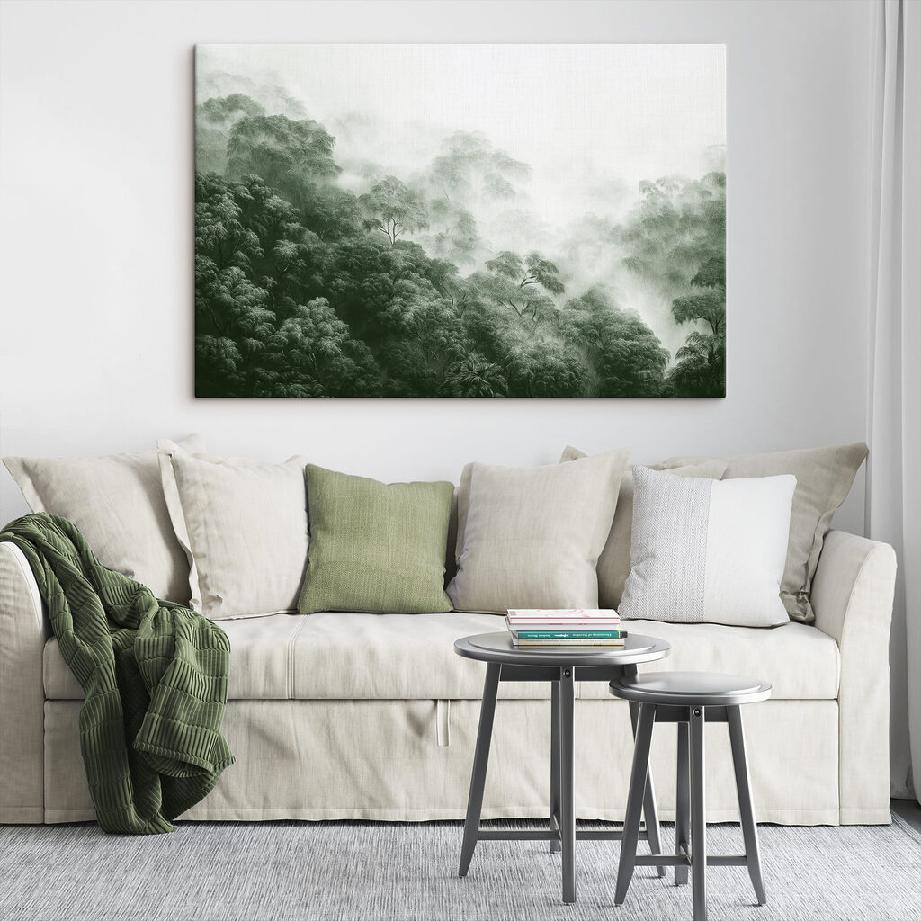 Foggy forest with trees Foggy forest with trees