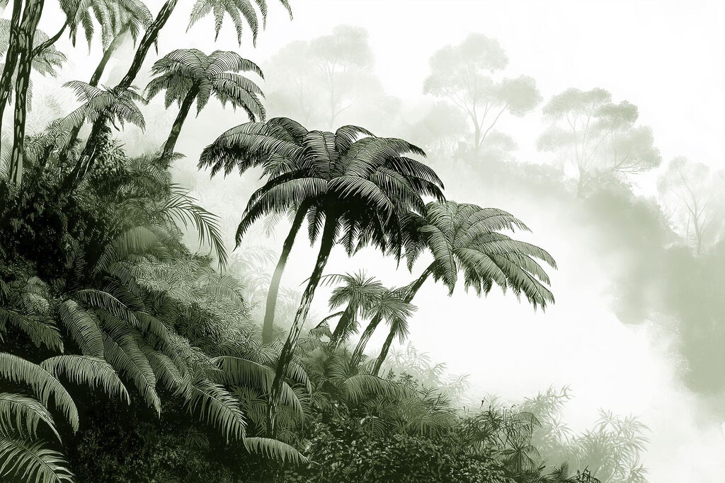 Group of palm trees in a forest
