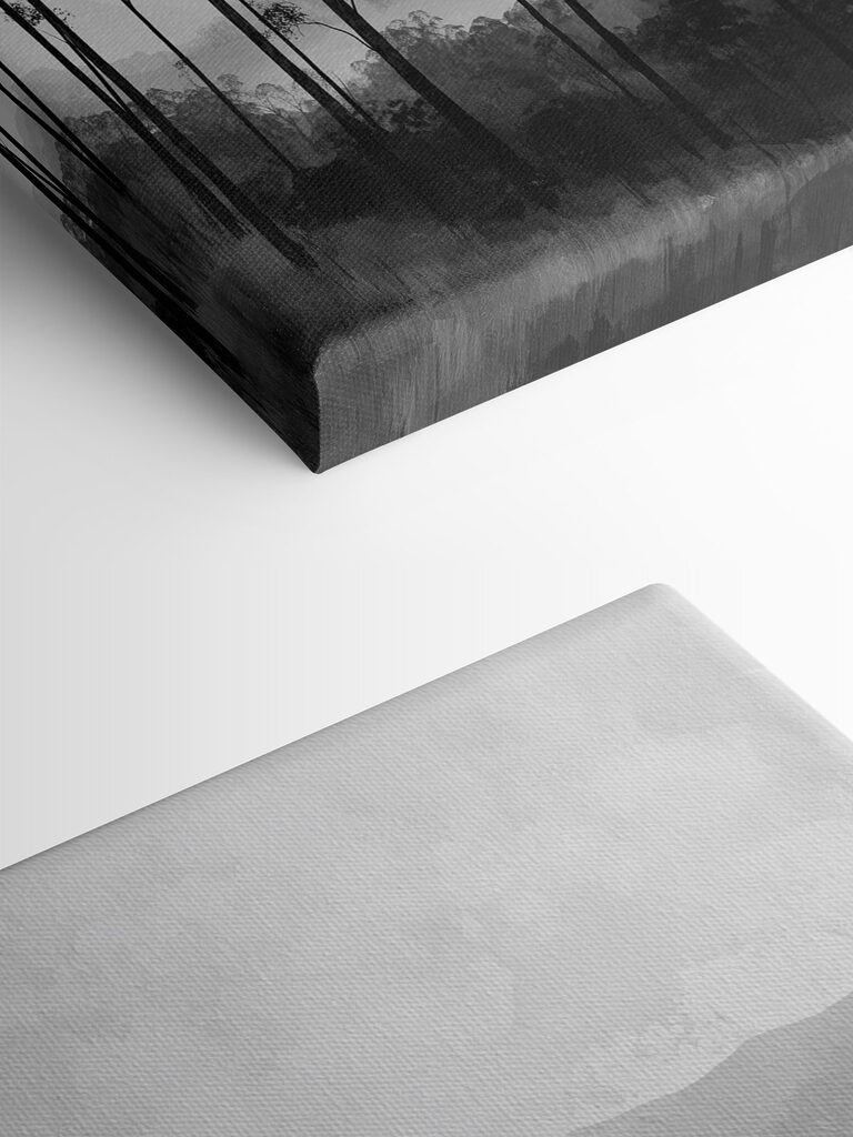 Forest with trees and mountains in the background