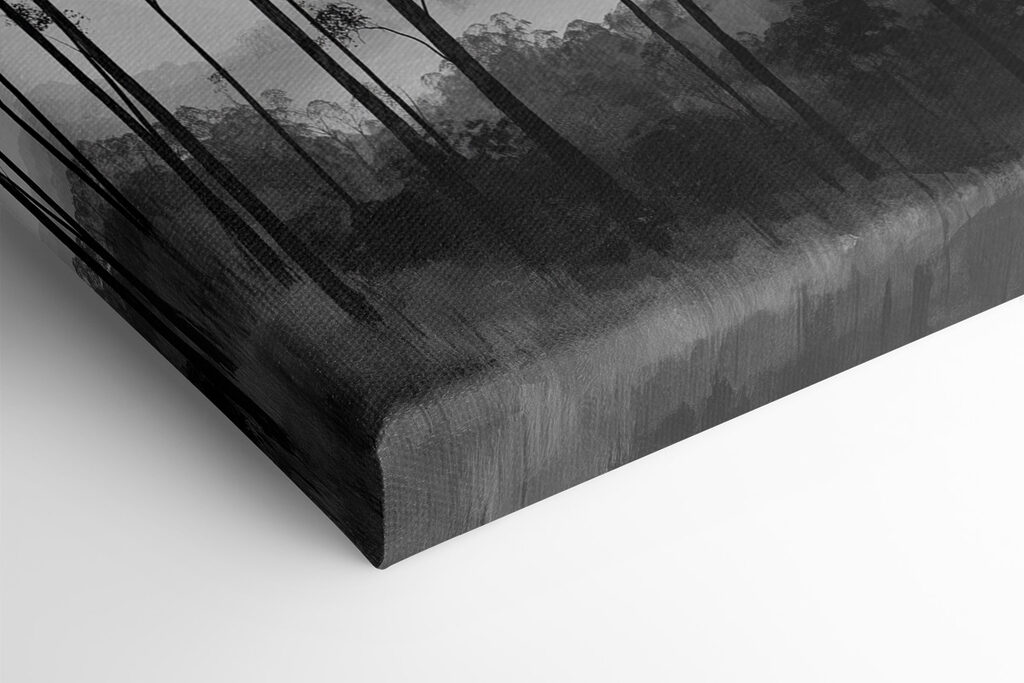 Forest with trees and mountains in the background