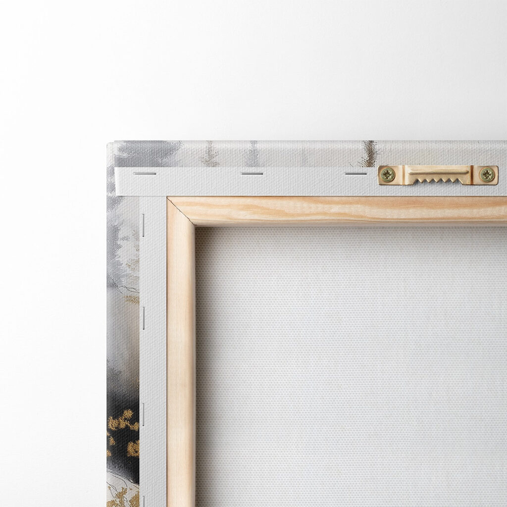 Watercolor painting of a river with trees and fog Watercolor painting of a river with trees and fog