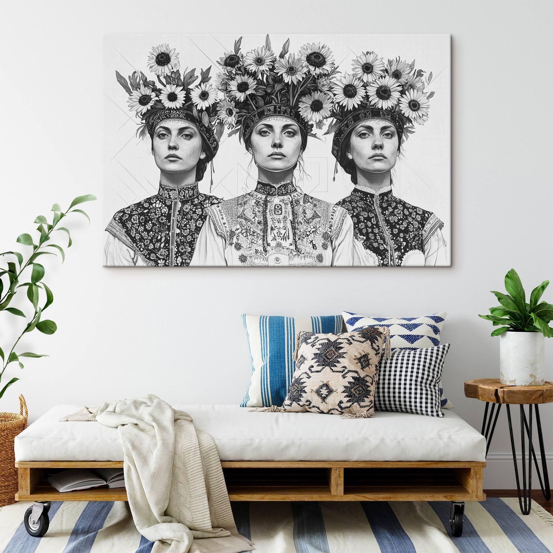 Group of women with flowers on their head
