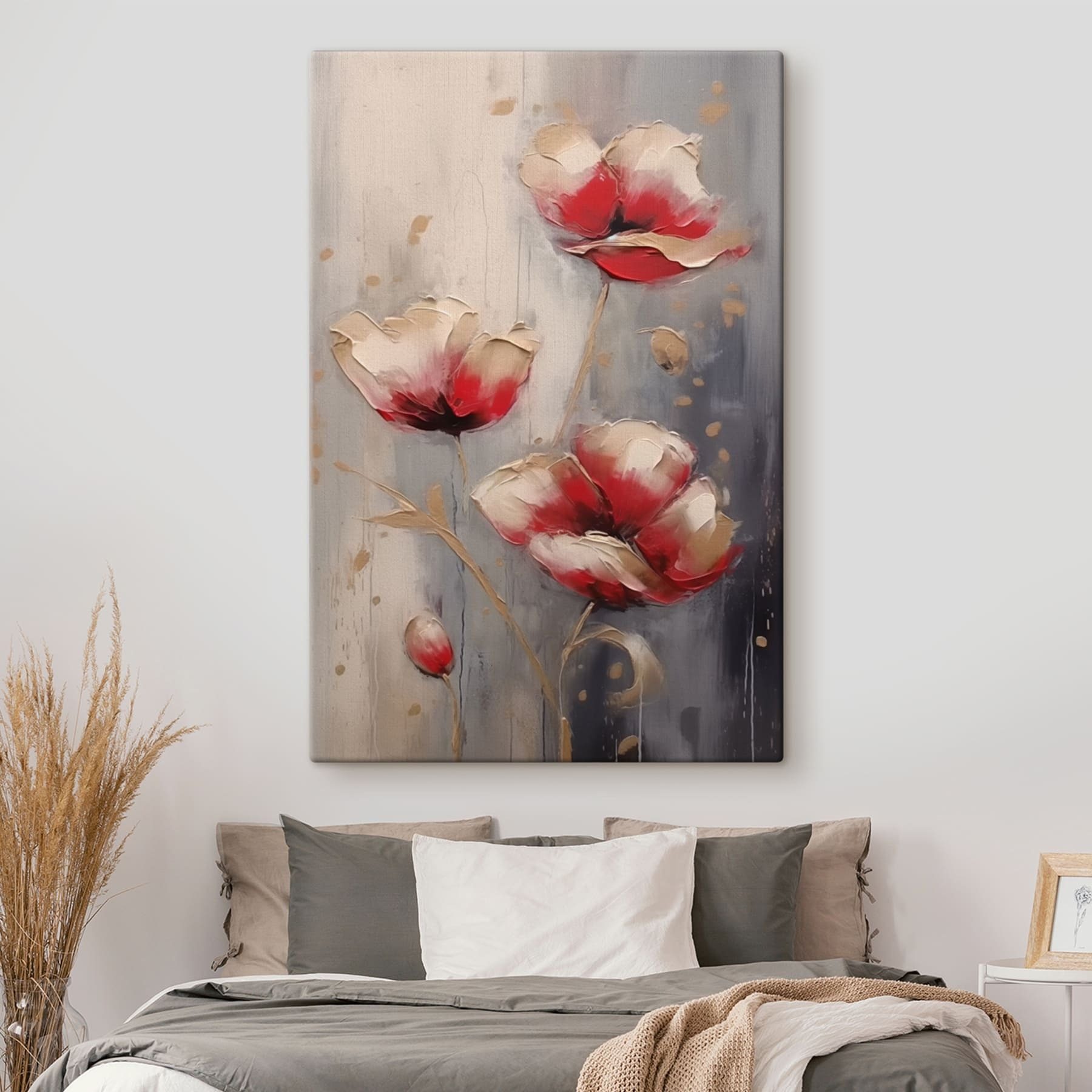 Painting of flowers on a grey background Painting of flowers on a grey background