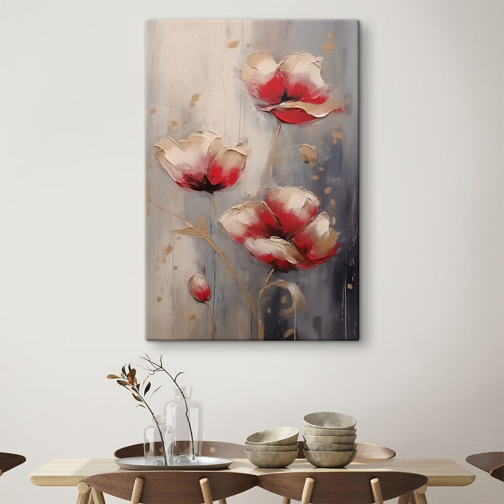 Painting of flowers on a grey background Painting of flowers on a grey background
