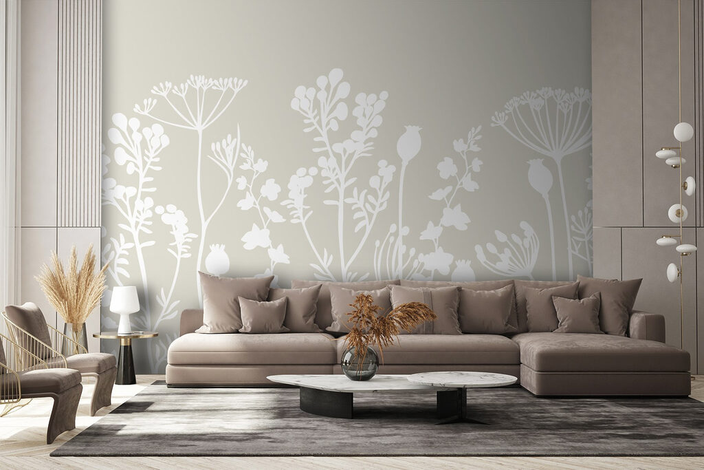 White silhouettes of flowers White silhouettes of flowers