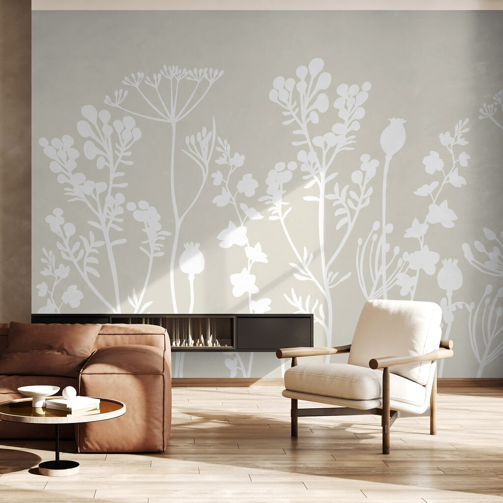 White silhouettes of flowers White silhouettes of flowers