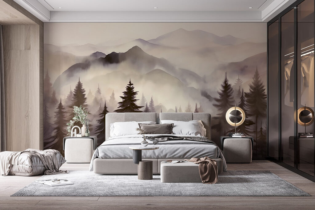 Landscape of mountains and trees