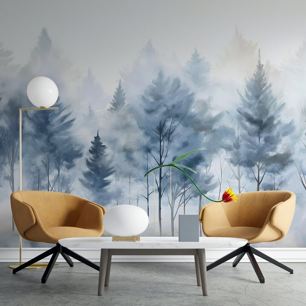 Group of trees in fog