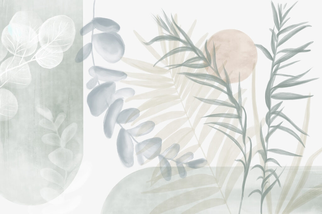 Pokojná botanická ilustrácia v jemných tónoch Pokojná botanická ilustrácia v jemných tónoch