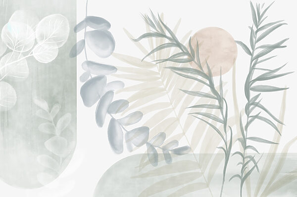 Pokojná botanická ilustrácia v jemných tónoch Pokojná botanická ilustrácia v jemných tónoch