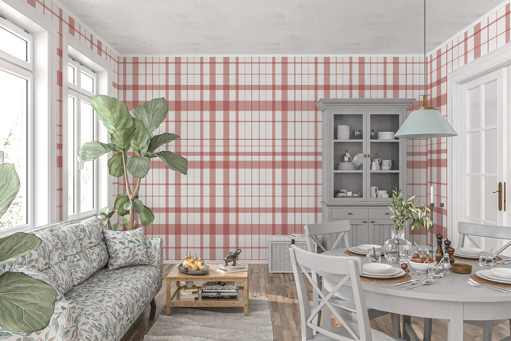 Red and white plaid