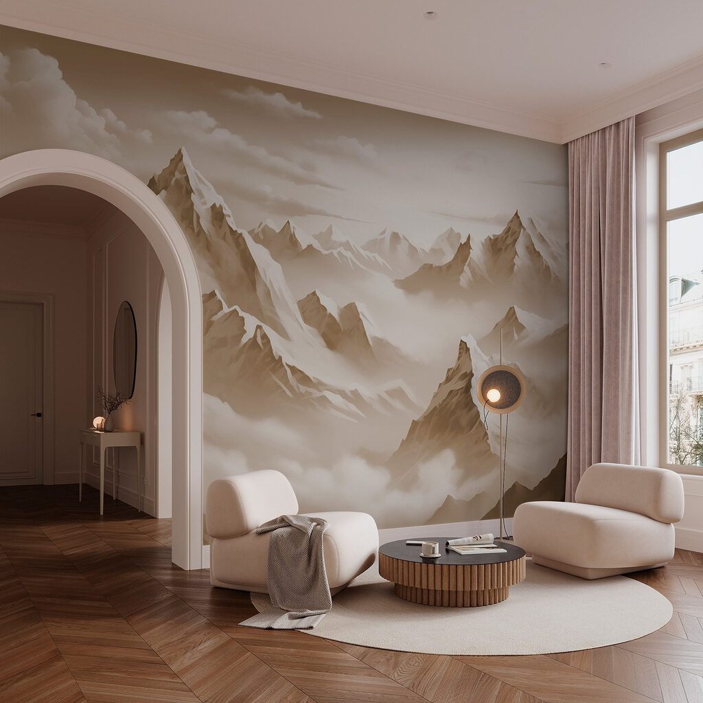 Mountain range with clouds
