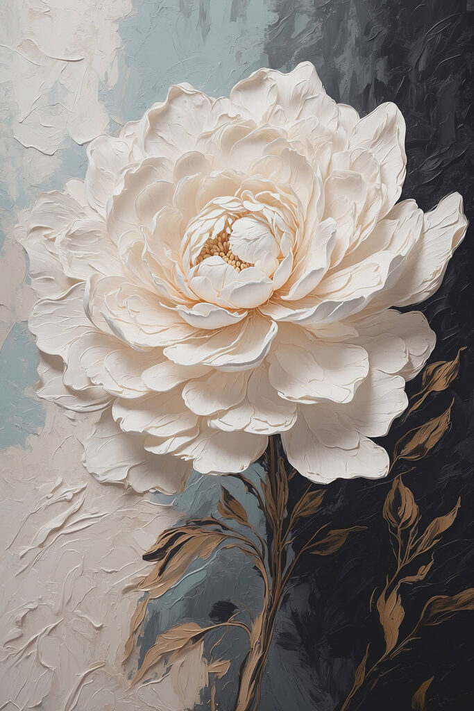 White flower with brown leaves