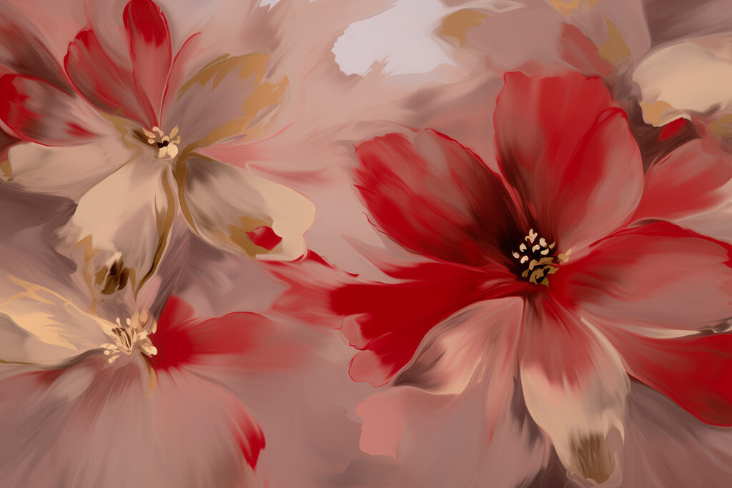 Blooming flowers in soft hues