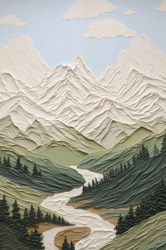 Paper cut out of a mountain