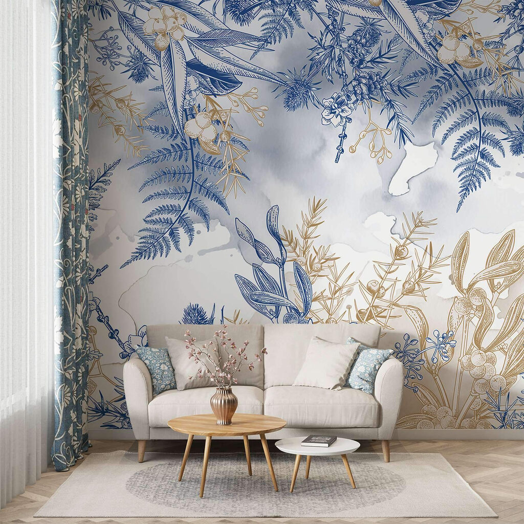 Blue and white floral pattern