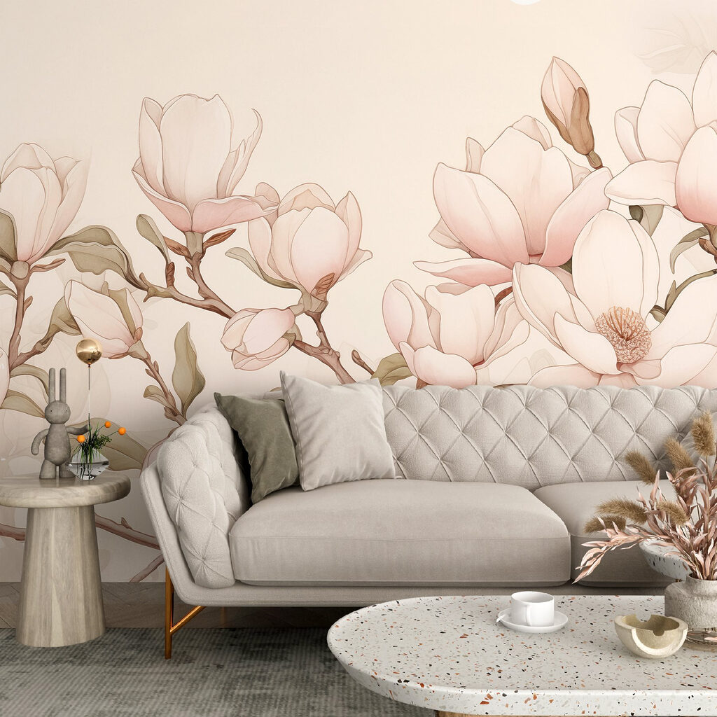 Painting of flowers on a branch