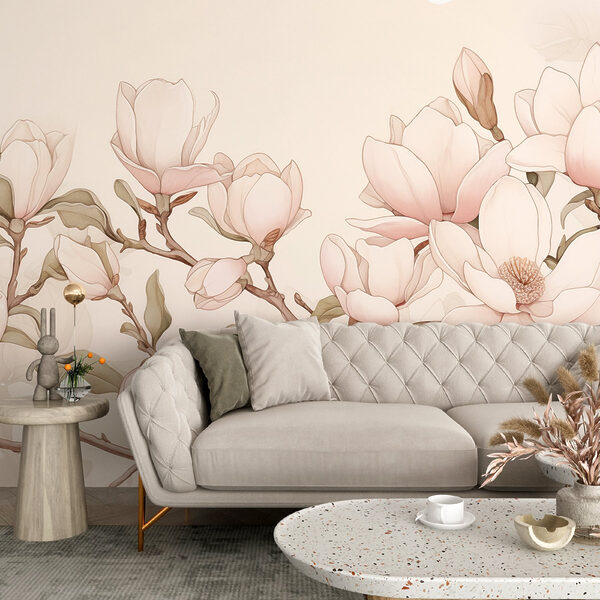 Painting of flowers on a branch