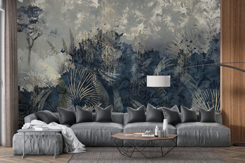 Serene forest with layered textures