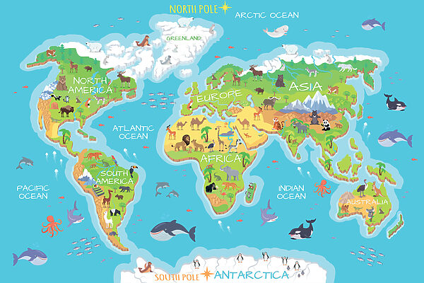 Mapa sveta so zvieratami Mapa sveta so zvieratami