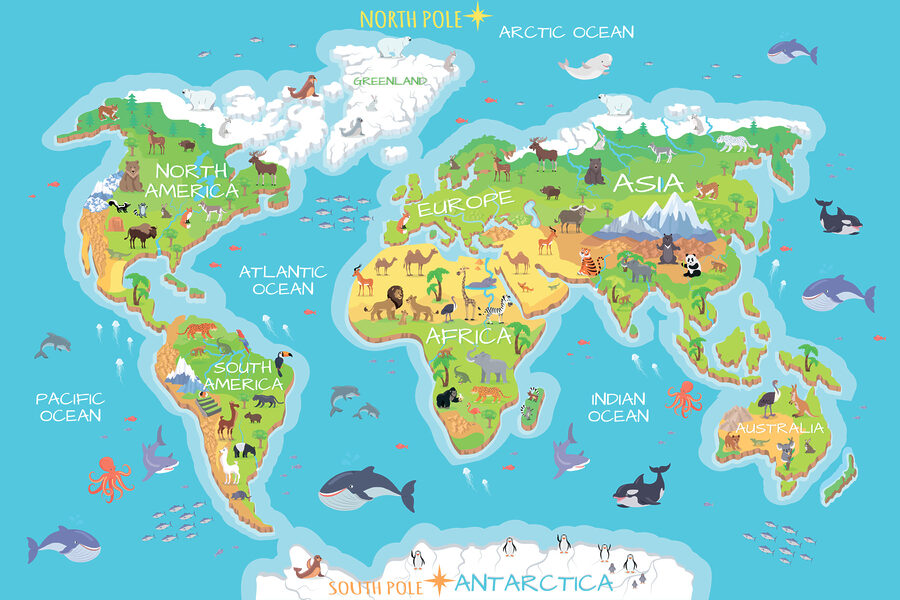 Mapa sveta so zvieratami Mapa sveta so zvieratami