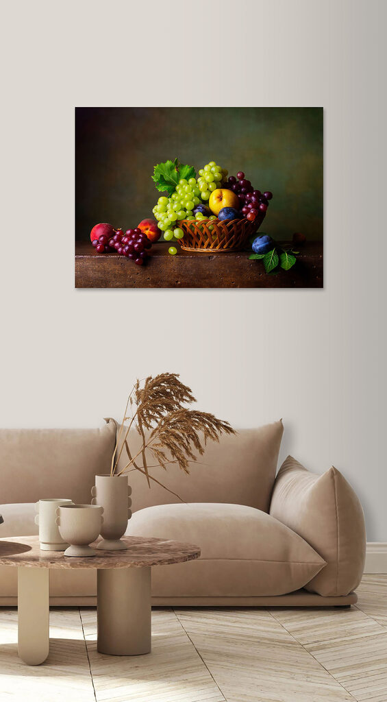 Basket of fruit on a table Basket of fruit on a table