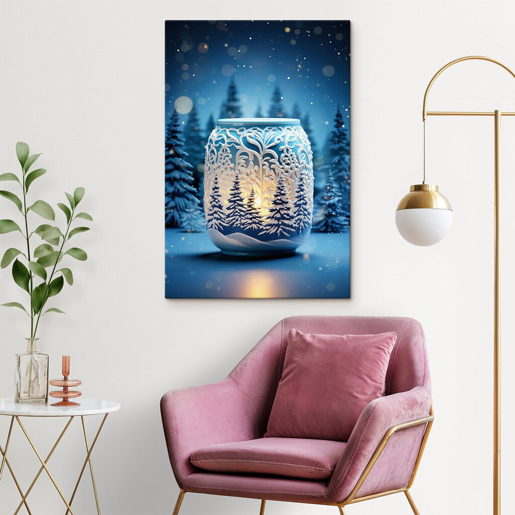 Candle holder with trees in the background