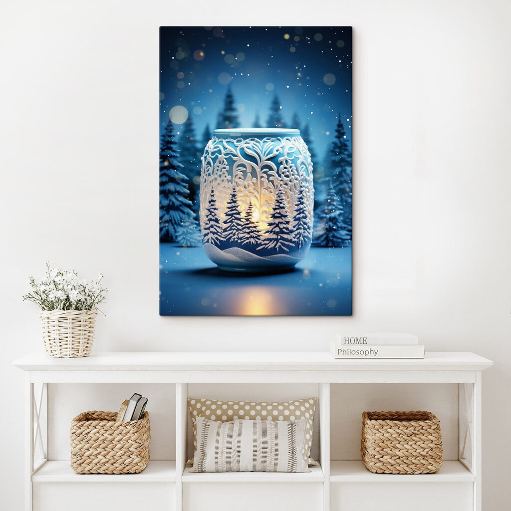 Candle holder with trees in the background