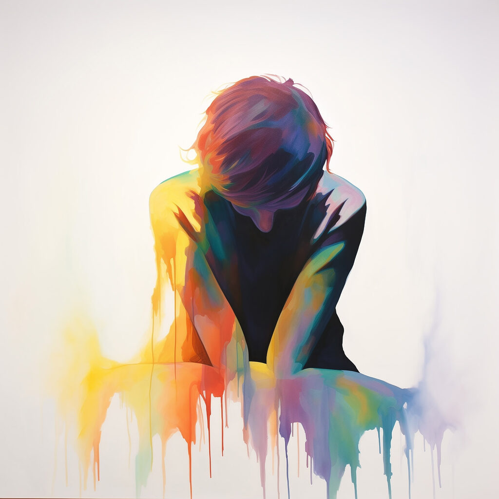 Person with their head down Person with their head down