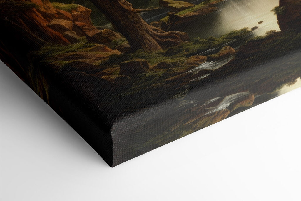 Waterfall and a castle in the mountains Waterfall and a castle in the mountains