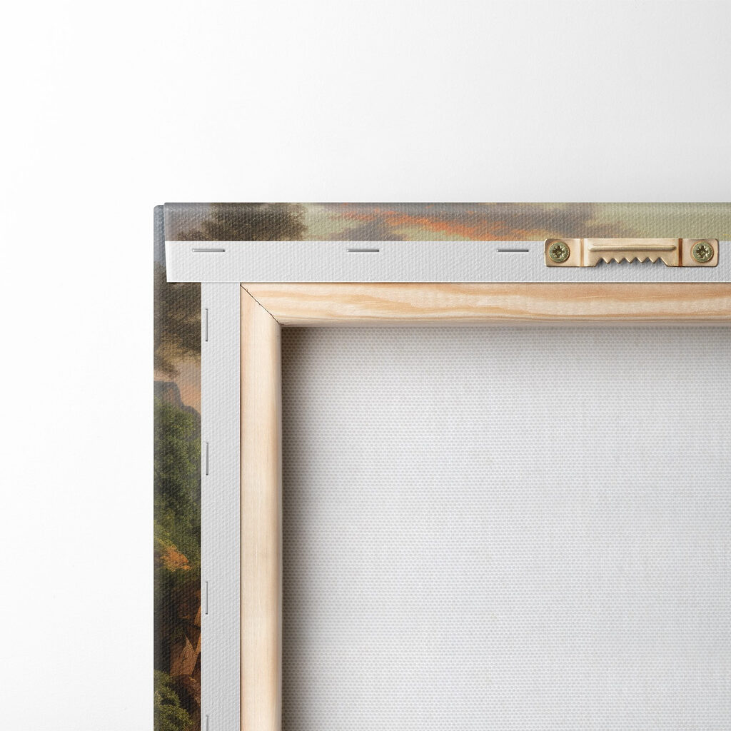 Waterfall and a castle in the mountains Waterfall and a castle in the mountains