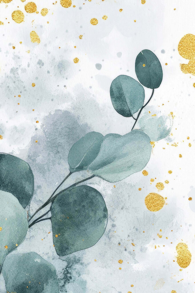 Watercolor painting of a branch with leaves