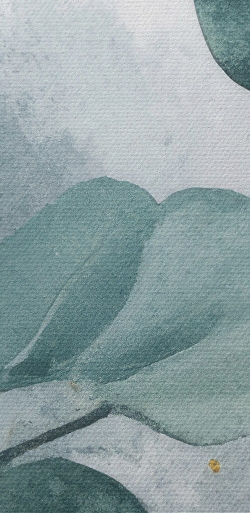 Watercolor painting of a branch with leaves