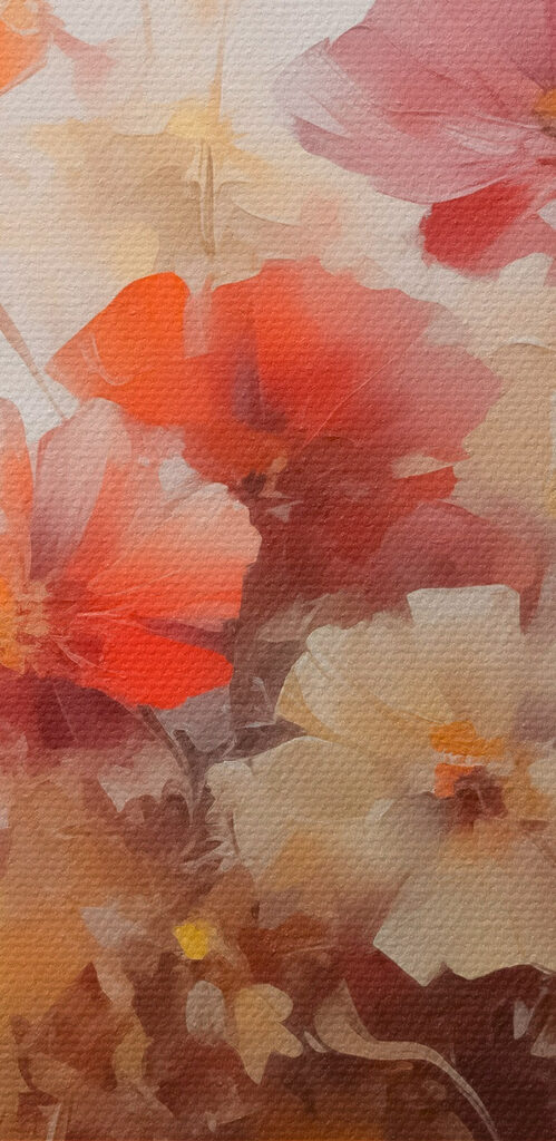 Painting of flowers in a glass vase Painting of flowers in a glass vase