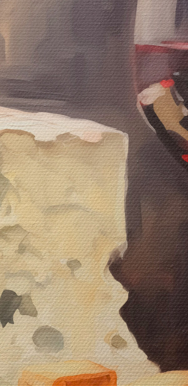 Pohár vína a syr na stole Pohár vína a syr na stole