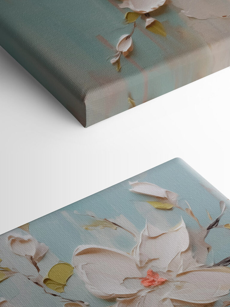 Painting of flowers on a blue background