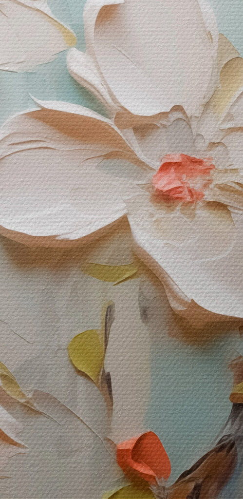 Painting of flowers on a blue background