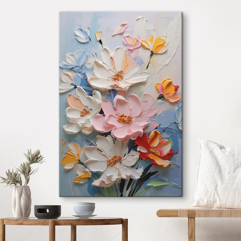 Painting of flowers on a wall Painting of flowers on a wall