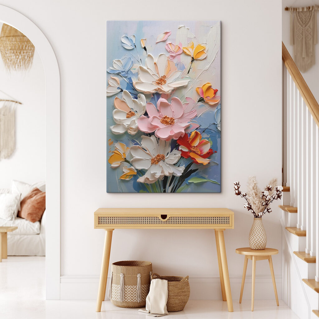 Painting of flowers on a wall Painting of flowers on a wall