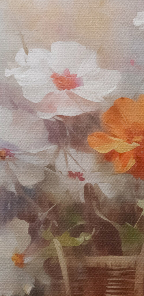 Painting of flowers in a basket Painting of flowers in a basket