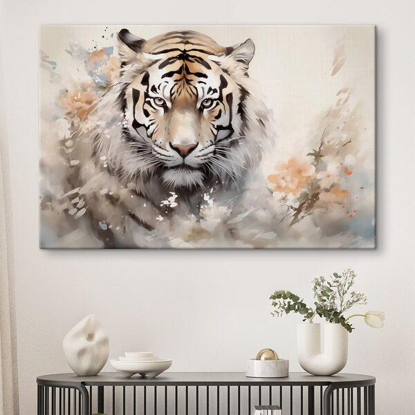 Tiger s kvetmi v pozadí Tiger s kvetmi v pozadí
