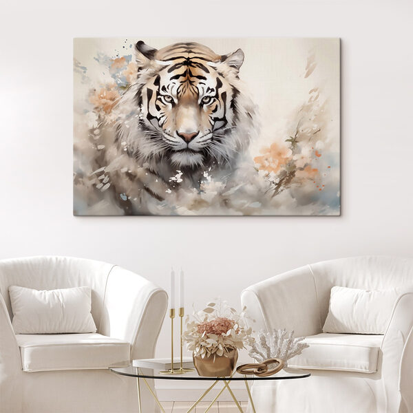 Tiger s kvetmi v pozadí Tiger s kvetmi v pozadí