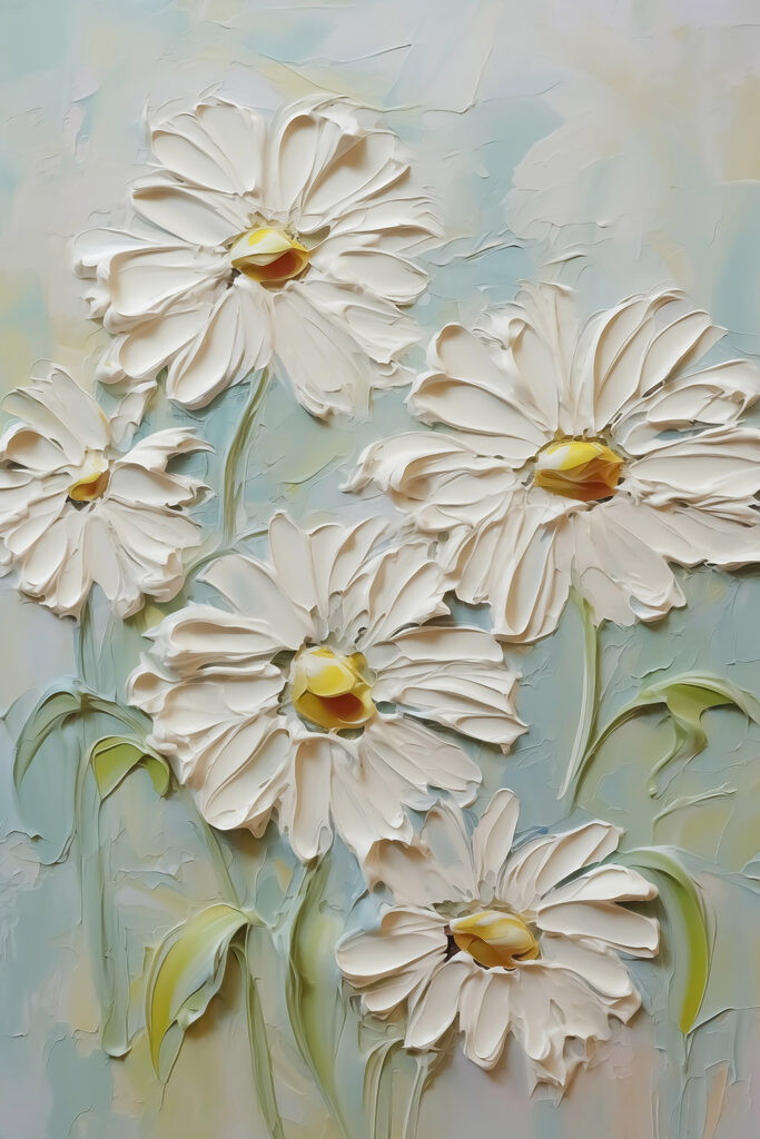 Painting of white flowers Painting of white flowers