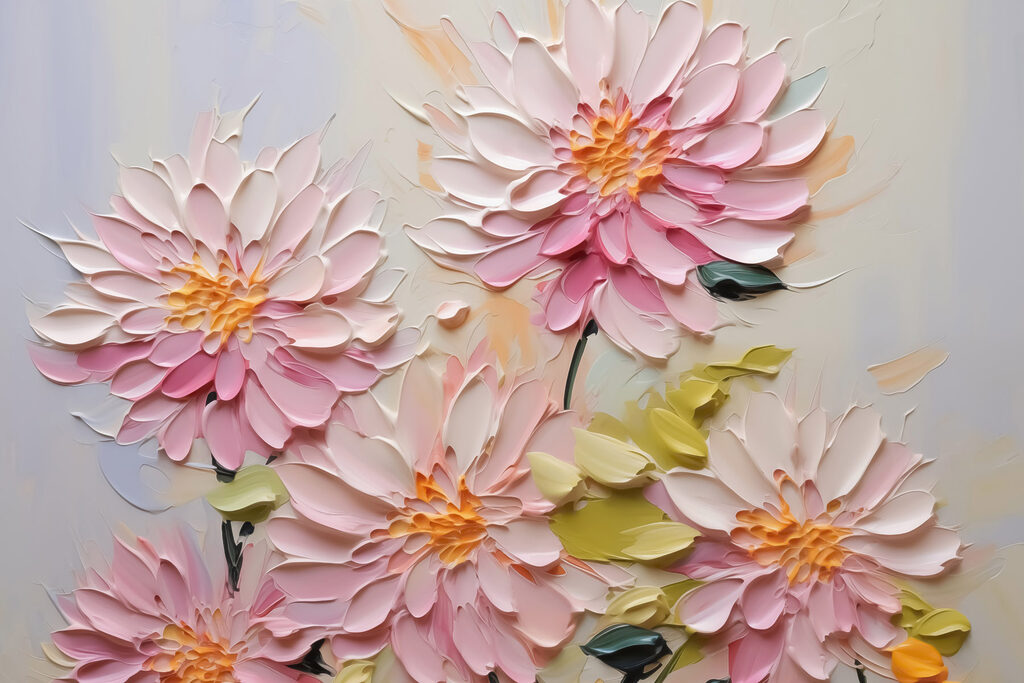 Painting of flowers on a white surface